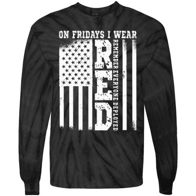 On Fridays I Wear Red USA Support American Troops Tie-Dye Long Sleeve Shirt