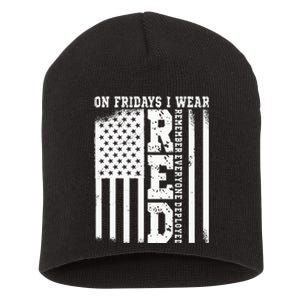 On Fridays I Wear Red USA Support American Troops Short Acrylic Beanie