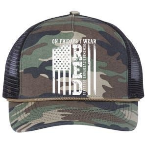 On Fridays I Wear Red USA Support American Troops Retro Rope Trucker Hat Cap