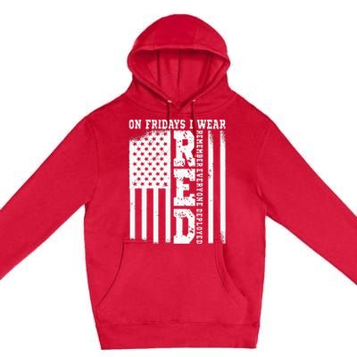 On Fridays I Wear Red USA Support American Troops Premium Pullover Hoodie