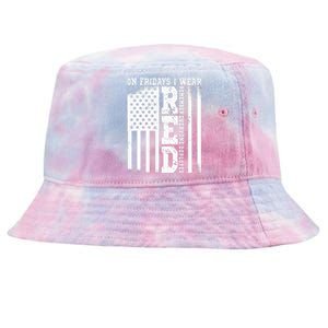 On Fridays I Wear Red USA Support American Troops Tie-Dyed Bucket Hat