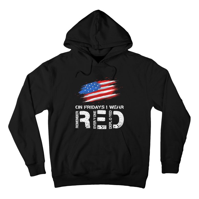 On Friday I Wear Red Support American Troops Vintage Us Flag Hoodie