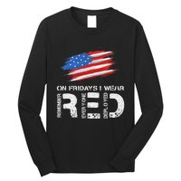 On Friday I Wear Red Support American Troops Vintage Us Flag Long Sleeve Shirt