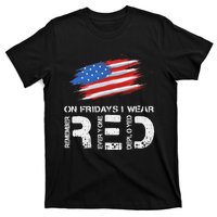 On Friday I Wear Red Support American Troops Vintage Us Flag T-Shirt