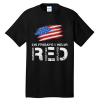 On Friday I Wear Red Support American Troops Vintage Us Flag Tall T-Shirt