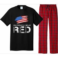 On Friday I Wear Red Support American Troops Vintage Us Flag Pajama Set