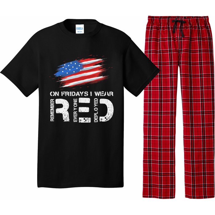 On Friday I Wear Red Support American Troops Vintage Us Flag Pajama Set