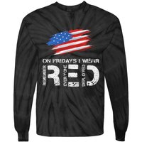 On Friday I Wear Red Support American Troops Vintage Us Flag Tie-Dye Long Sleeve Shirt