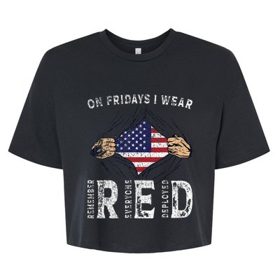 On Fridays I Wear Red Usa Support American Troops Bella+Canvas Jersey Crop Tee