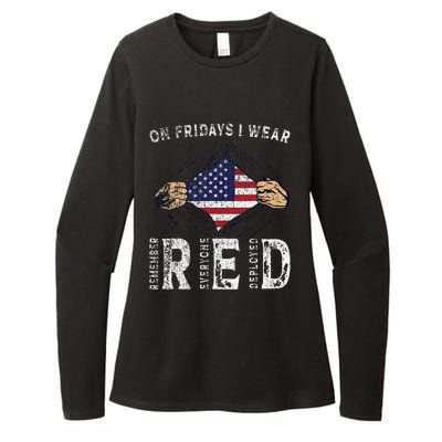 On Fridays I Wear Red Usa Support American Troops Womens CVC Long Sleeve Shirt