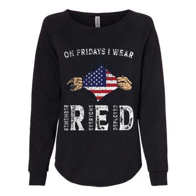 On Fridays I Wear Red Usa Support American Troops Womens California Wash Sweatshirt