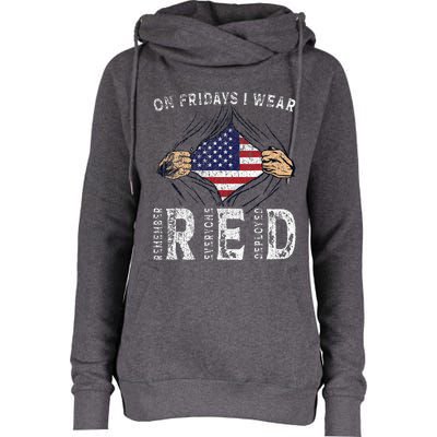 On Fridays I Wear Red Usa Support American Troops Womens Funnel Neck Pullover Hood