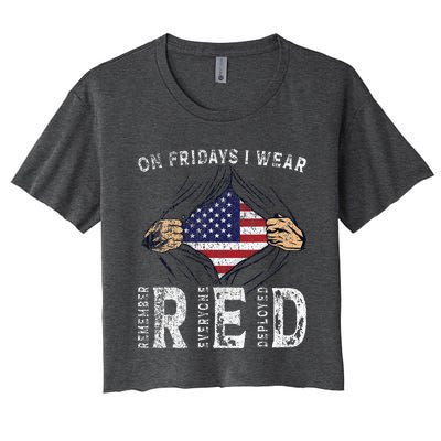 On Fridays I Wear Red Usa Support American Troops Women's Crop Top Tee