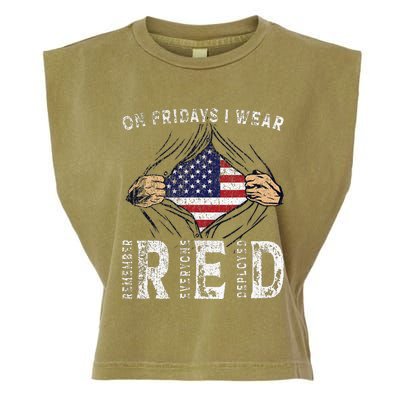 On Fridays I Wear Red Usa Support American Troops Garment-Dyed Women's Muscle Tee