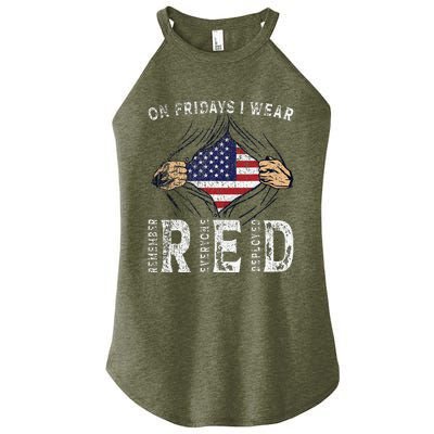 On Fridays I Wear Red Usa Support American Troops Women's Perfect Tri Rocker Tank