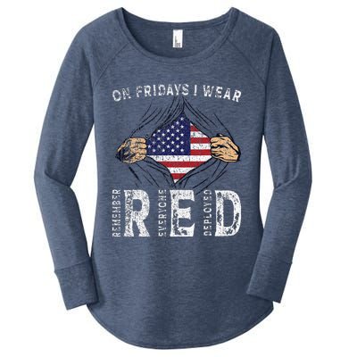 On Fridays I Wear Red Usa Support American Troops Women's Perfect Tri Tunic Long Sleeve Shirt