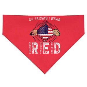 On Fridays I Wear Red Usa Support American Troops USA-Made Doggie Bandana