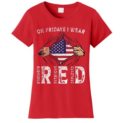 On Fridays I Wear Red Usa Support American Troops Women's T-Shirt