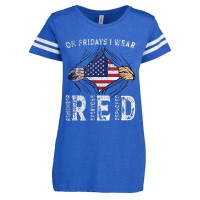 On Fridays I Wear Red Usa Support American Troops Enza Ladies Jersey Football T-Shirt