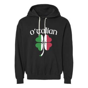 O'talian Funny Italian Irish St Patrick's Day Shamrock Flag Gift Garment-Dyed Fleece Hoodie