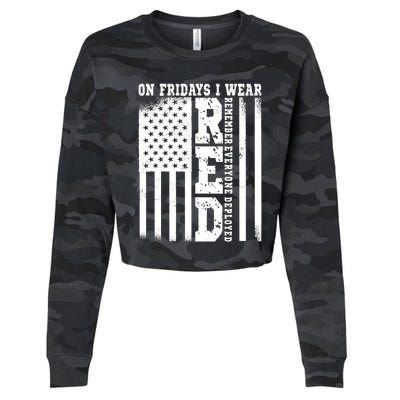 On Fridays I Wear Red USA Support American Troops Cropped Pullover Crew