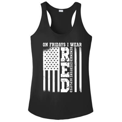 On Fridays I Wear Red USA Support American Troops Ladies PosiCharge Competitor Racerback Tank