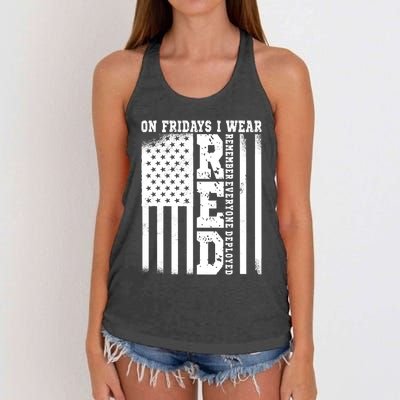 On Fridays I Wear Red USA Support American Troops Women's Knotted Racerback Tank