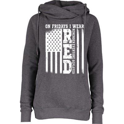 On Fridays I Wear Red USA Support American Troops Womens Funnel Neck Pullover Hood