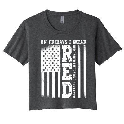 On Fridays I Wear Red USA Support American Troops Women's Crop Top Tee