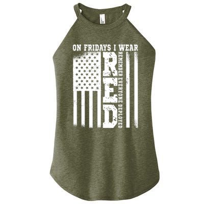 On Fridays I Wear Red USA Support American Troops Women's Perfect Tri Rocker Tank