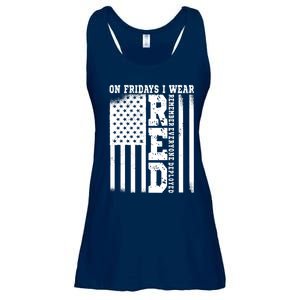 On Fridays I Wear Red USA Support American Troops Ladies Essential Flowy Tank