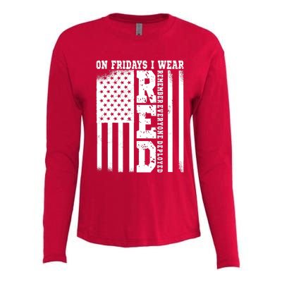 On Fridays I Wear Red USA Support American Troops Womens Cotton Relaxed Long Sleeve T-Shirt