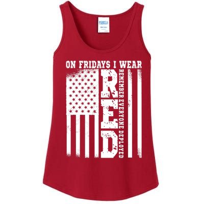 On Fridays I Wear Red USA Support American Troops Ladies Essential Tank