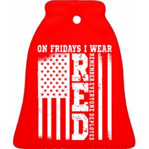 On Fridays I Wear Red USA Support American Troops Ceramic Bell Ornament