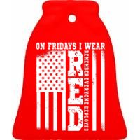 On Fridays I Wear Red USA Support American Troops Ceramic Bell Ornament