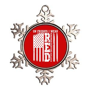 On Fridays I Wear Red USA Support American Troops Metallic Star Ornament