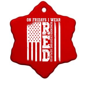 On Fridays I Wear Red USA Support American Troops Ceramic Star Ornament