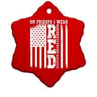 On Fridays I Wear Red USA Support American Troops Ceramic Star Ornament