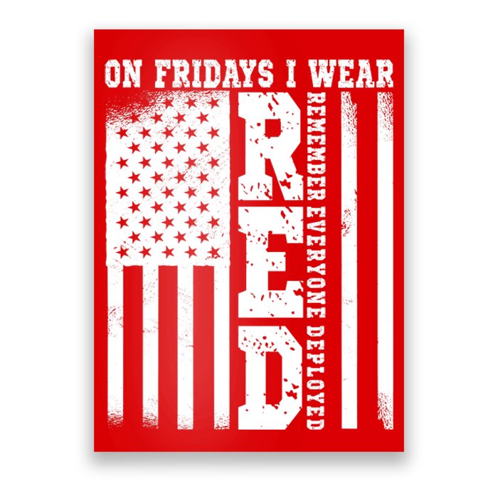 On Fridays I Wear Red USA Support American Troops Poster