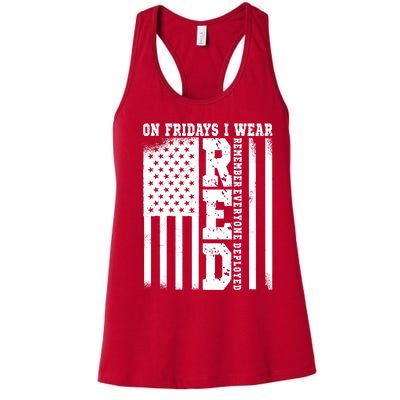 On Fridays I Wear Red USA Support American Troops Women's Racerback Tank