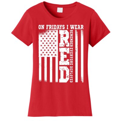 On Fridays I Wear Red USA Support American Troops Women's T-Shirt