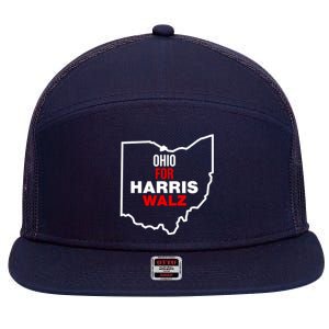 Ohio For Kamala Harris Waltz Walz 2024 7 Panel Mesh Trucker Snapback Hat