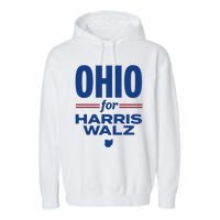 Ohio For Kamala Harris Waltz 2024 Design Garment-Dyed Fleece Hoodie