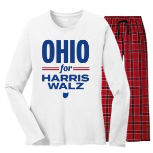 Ohio For Kamala Harris Waltz 2024 Design Women's Long Sleeve Flannel Pajama Set 