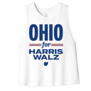 Ohio For Kamala Harris Waltz 2024 Design Women's Racerback Cropped Tank