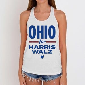 Ohio For Kamala Harris Waltz 2024 Design Women's Knotted Racerback Tank