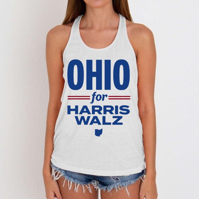 Ohio For Kamala Harris Waltz 2024 Design Women's Knotted Racerback Tank