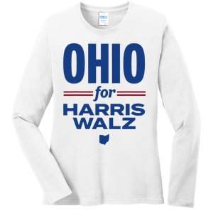 Ohio For Kamala Harris Waltz 2024 Design Ladies Long Sleeve Shirt