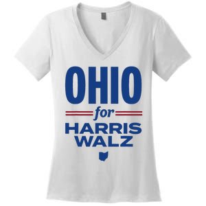 Ohio For Kamala Harris Waltz 2024 Design Women's V-Neck T-Shirt