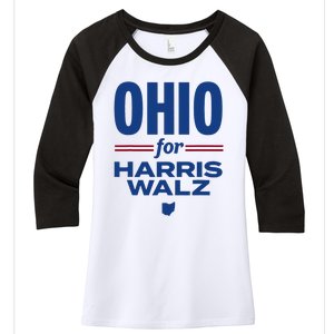 Ohio For Kamala Harris Waltz 2024 Design Women's Tri-Blend 3/4-Sleeve Raglan Shirt